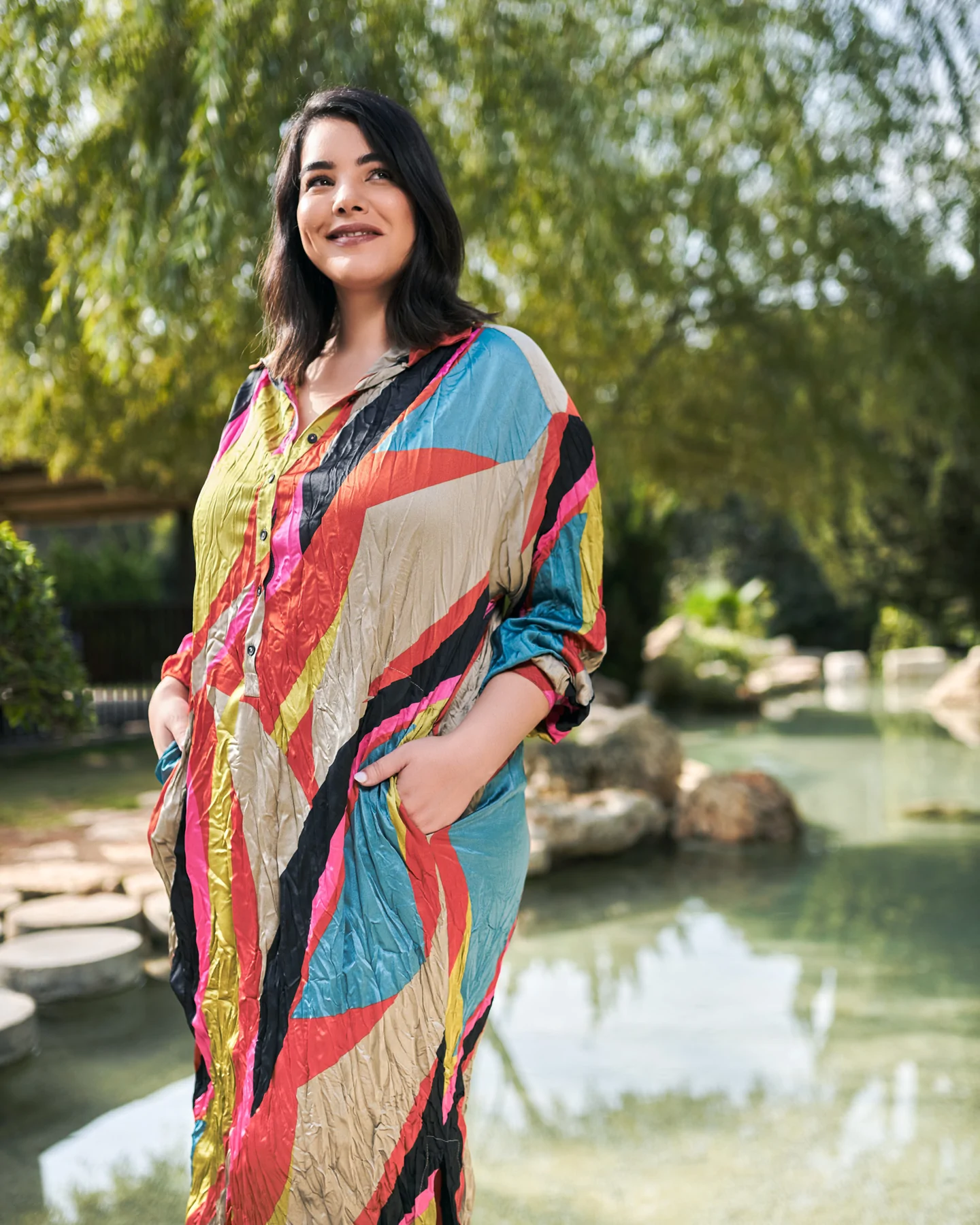 ABSTRACT CRINKLE SHIRTDRESS by Alembika