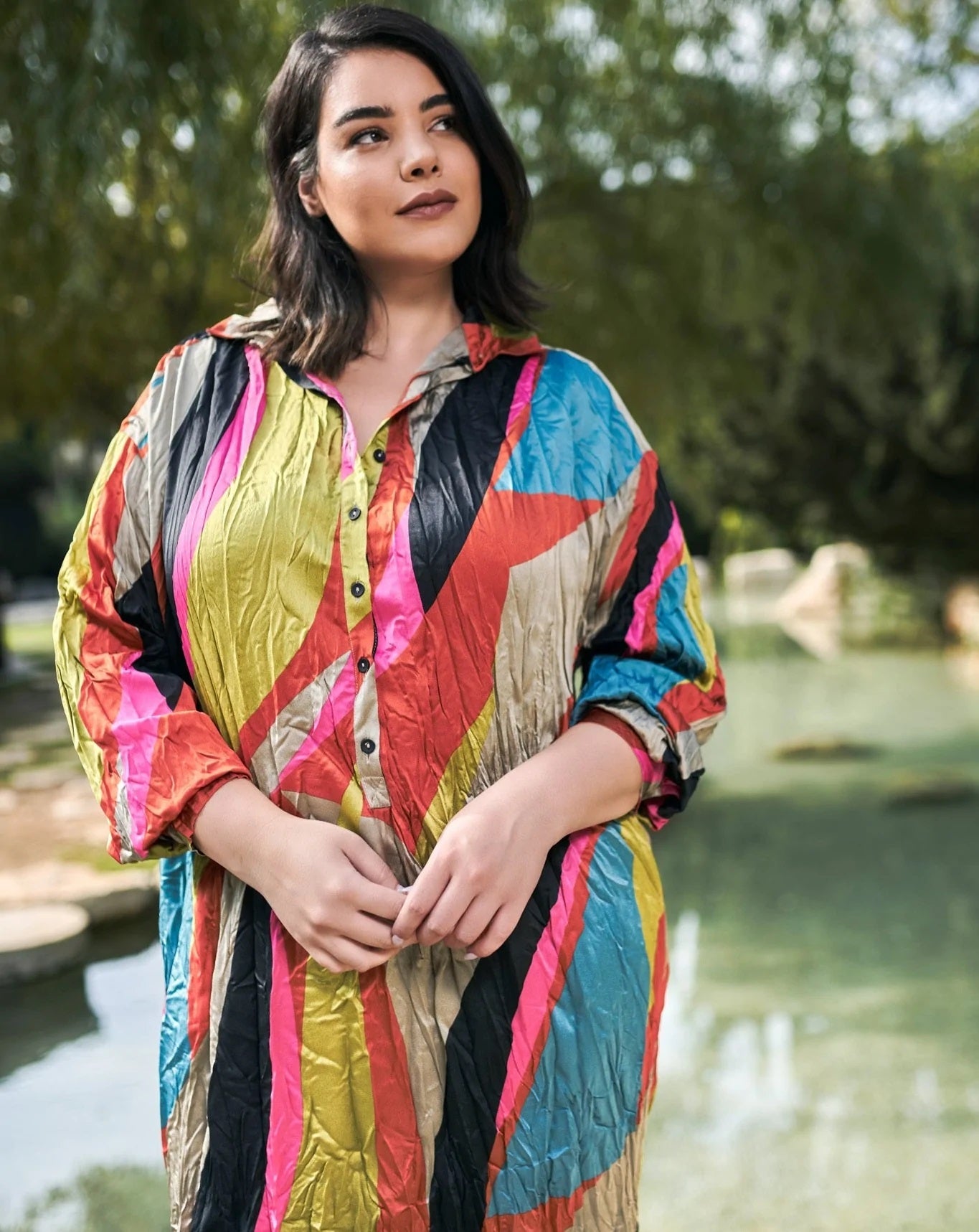 ABSTRACT CRINKLE SHIRTDRESS by Alembika