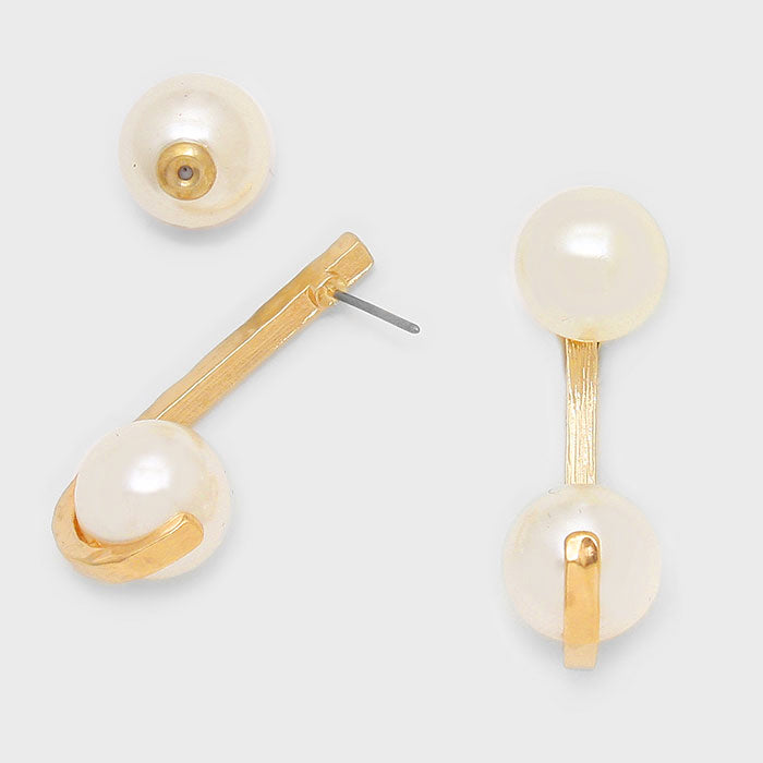 Double Sided Faux Pearl Ear Jacket Earrings