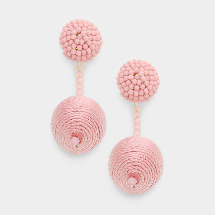 Thread & Bead Ball Post Earrings