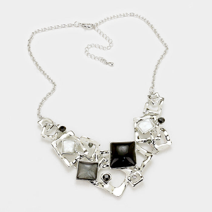 Geometric Black & Silver Necklace