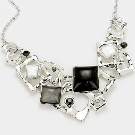 Geometric Black & Silver Necklace