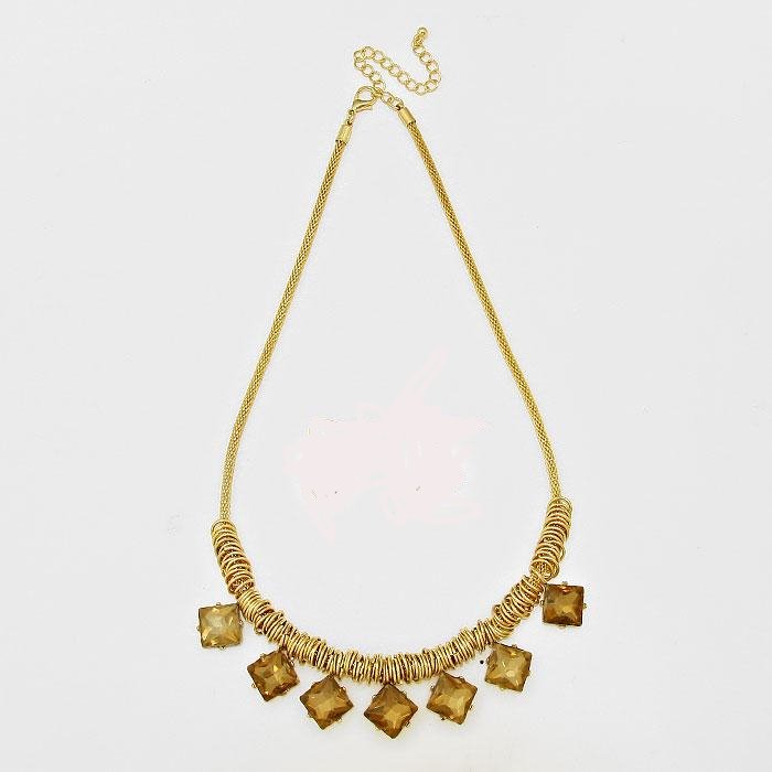 Square Crystal Rhinestone Collar Necklace