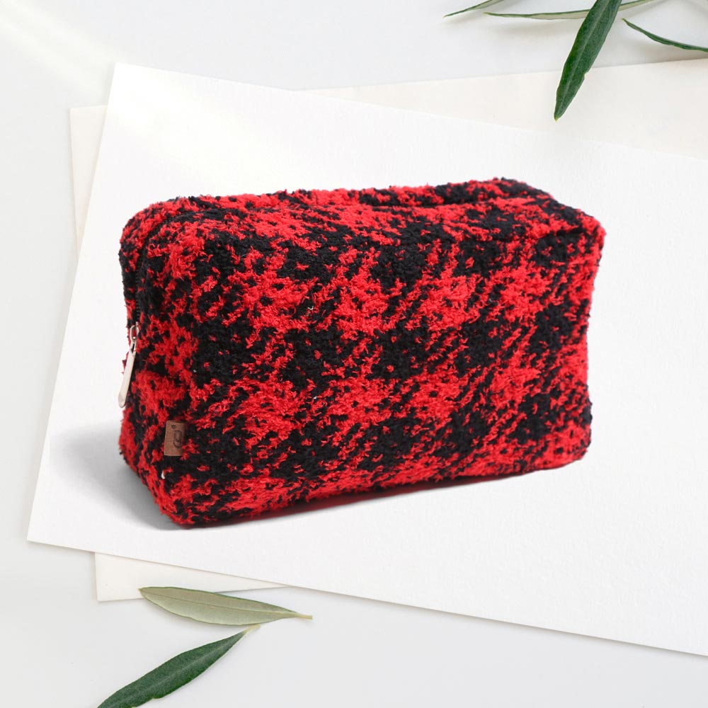 Buffalo Check Travel Pouch Large Blk/RD