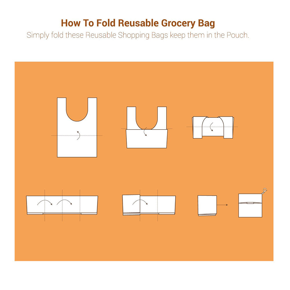 Eco-Reuse 6 Piece Silicone Handle Solid Color Tote Shopping Bags Set