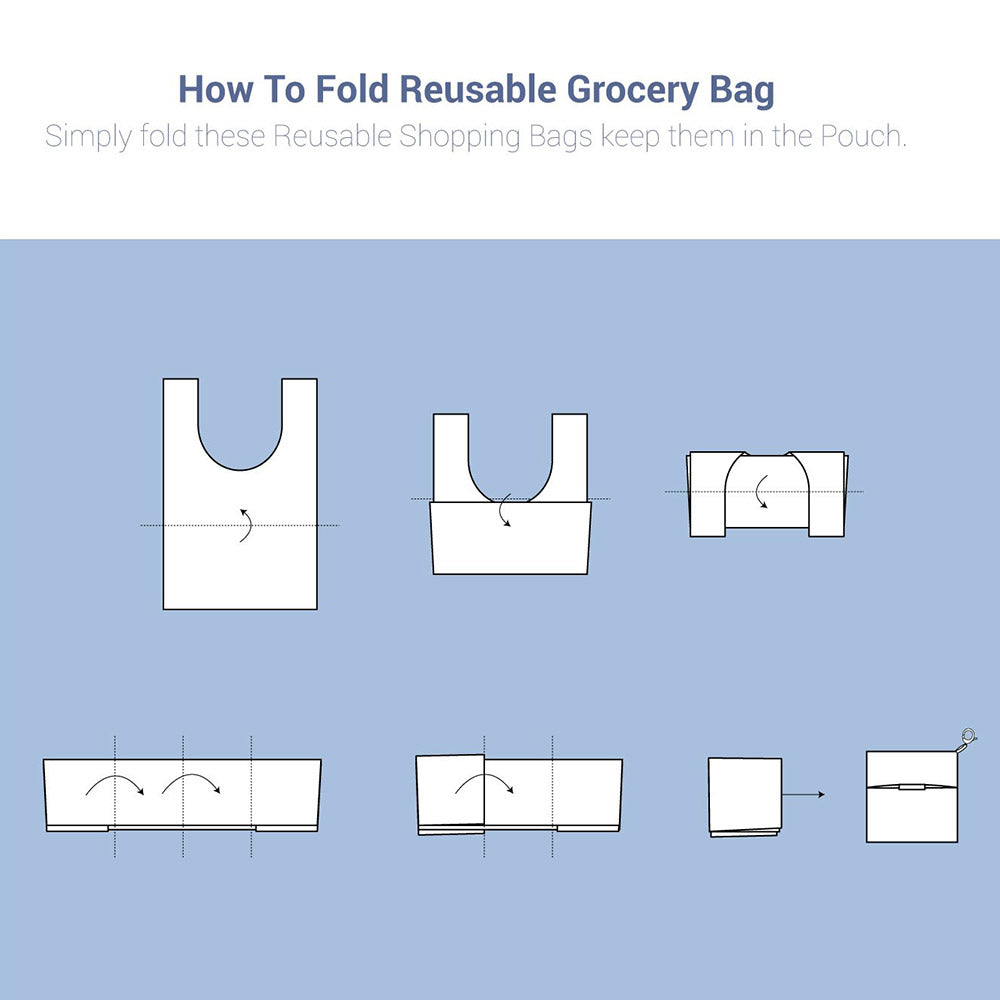 Eco-Reuse 6 Piece Silicone Handle Patterned Tote Shopping Bags Set