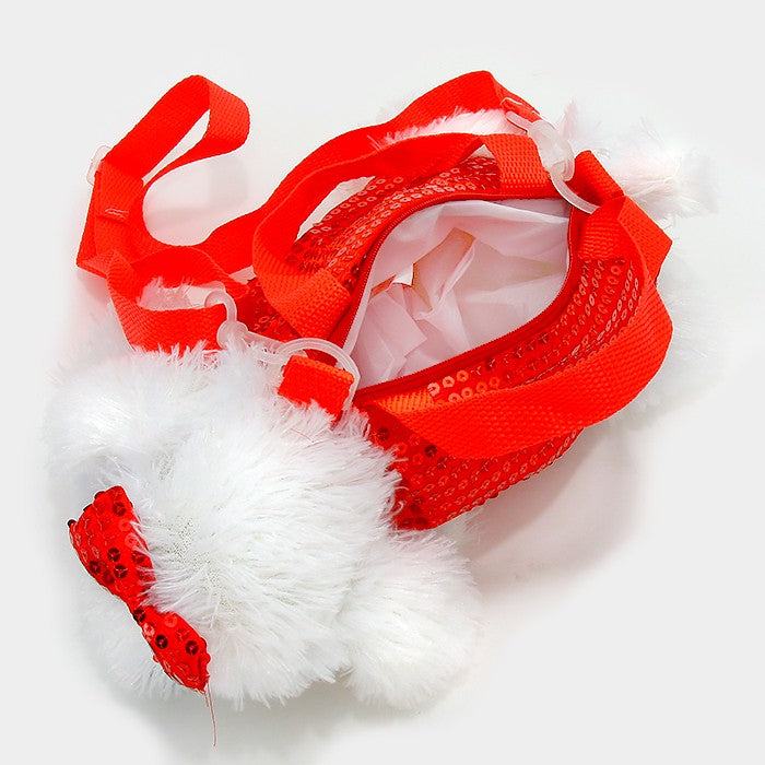 Girls Sequins Dog Plush Crossbody Purse