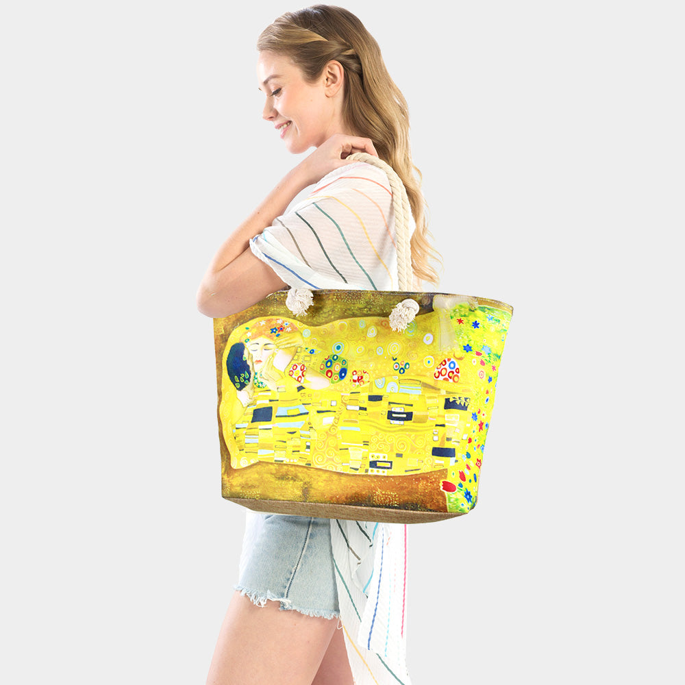 BEACH TOTE ART PRINT "The Kiss" by Gustav Klimt