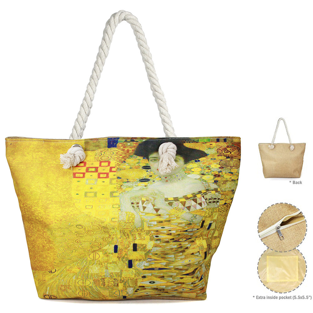 BEACH TOTE ART PRINT "Portrait of Adele Bloch Bauer I" by Gustav Klimt