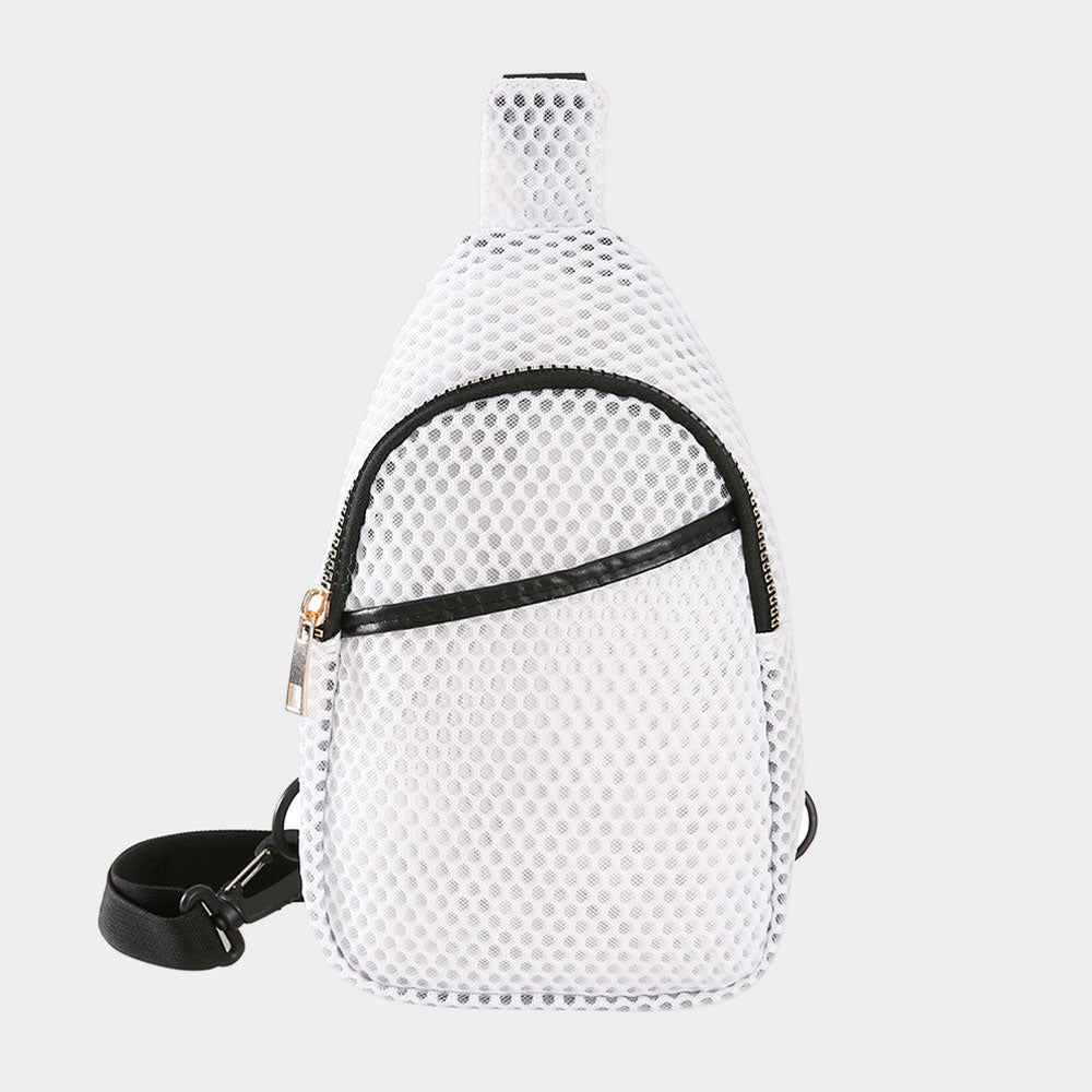Solid Mesh Sling Bag White