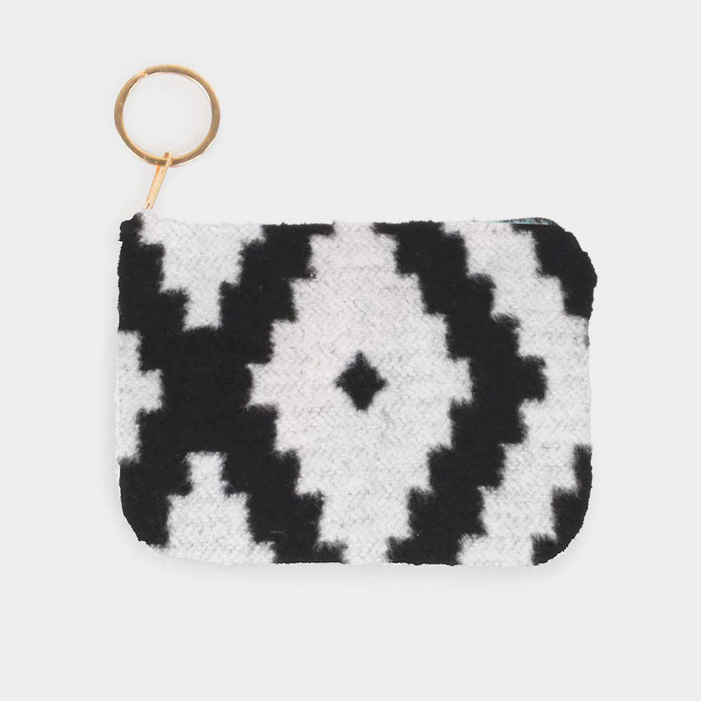 Western Print Coin / Card Purse With Keyring