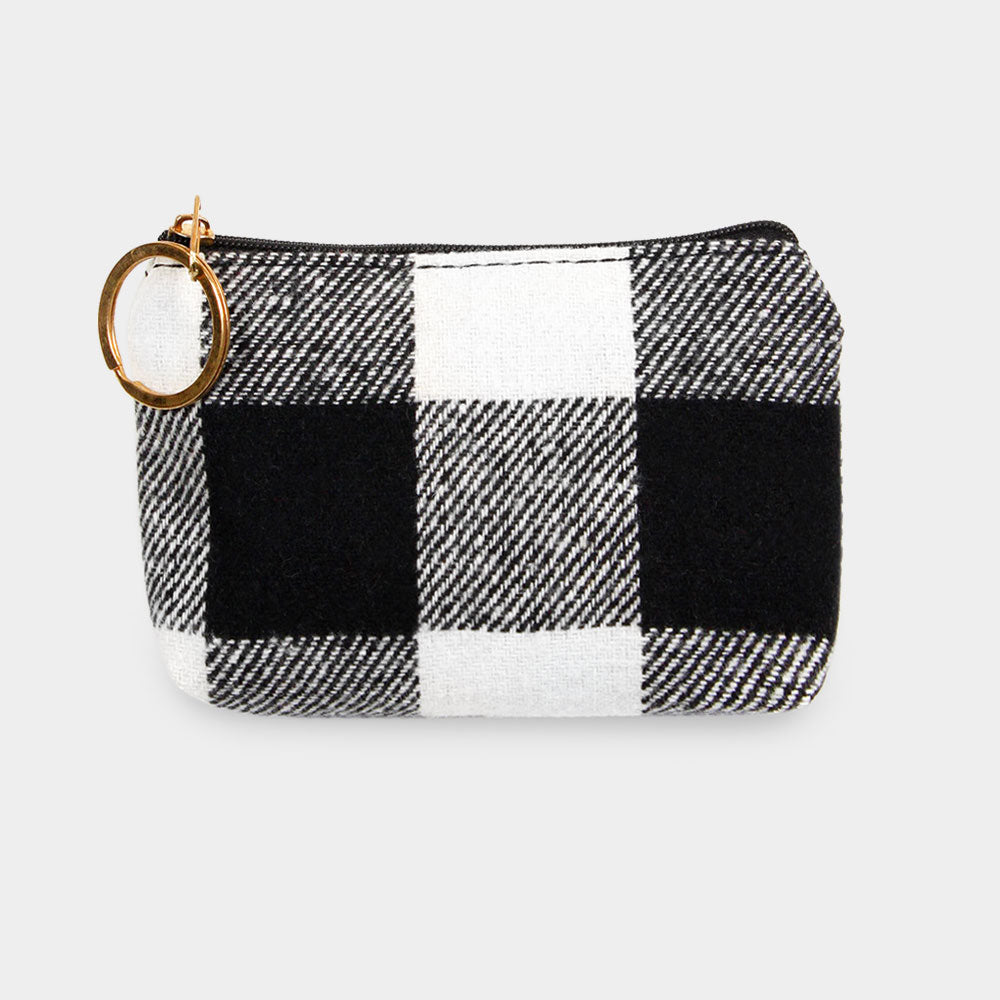Buffalo Check Coin/Card Purse With Keyring