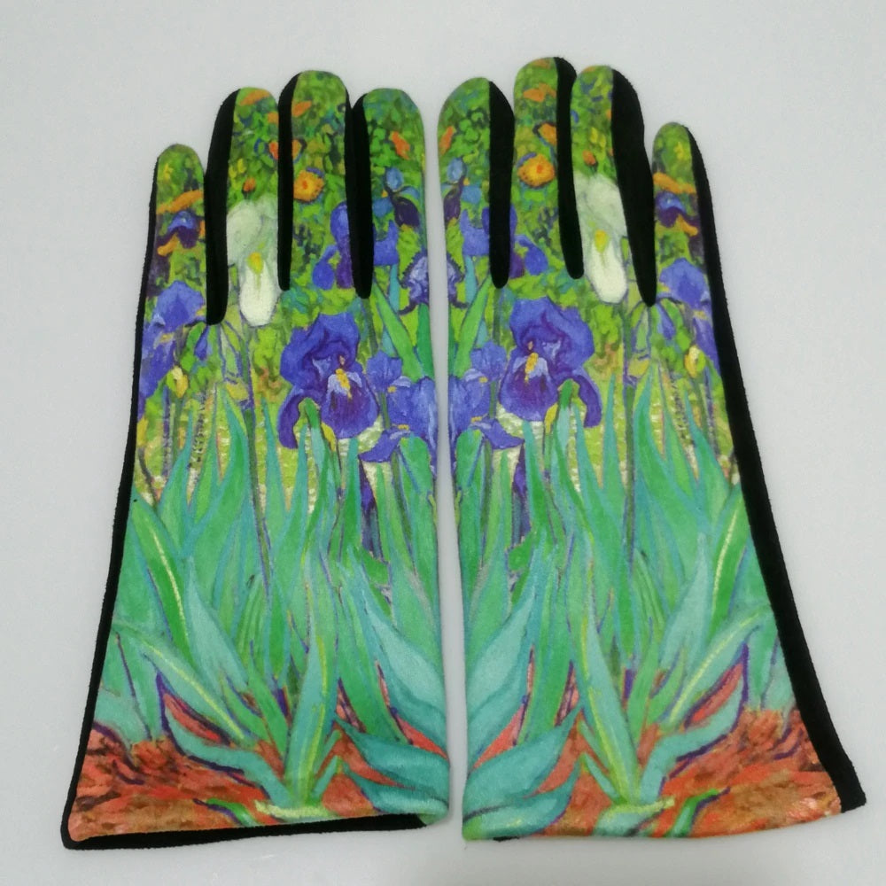 ART SMART TOUCH GLOVES "Van Gogh Art Gloves Irises" PRINT