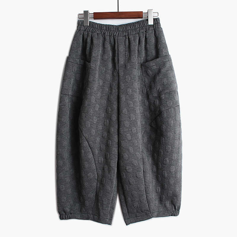 Lantern Wide Leg Pants Ankle Length Pants Dot Textured Pattern