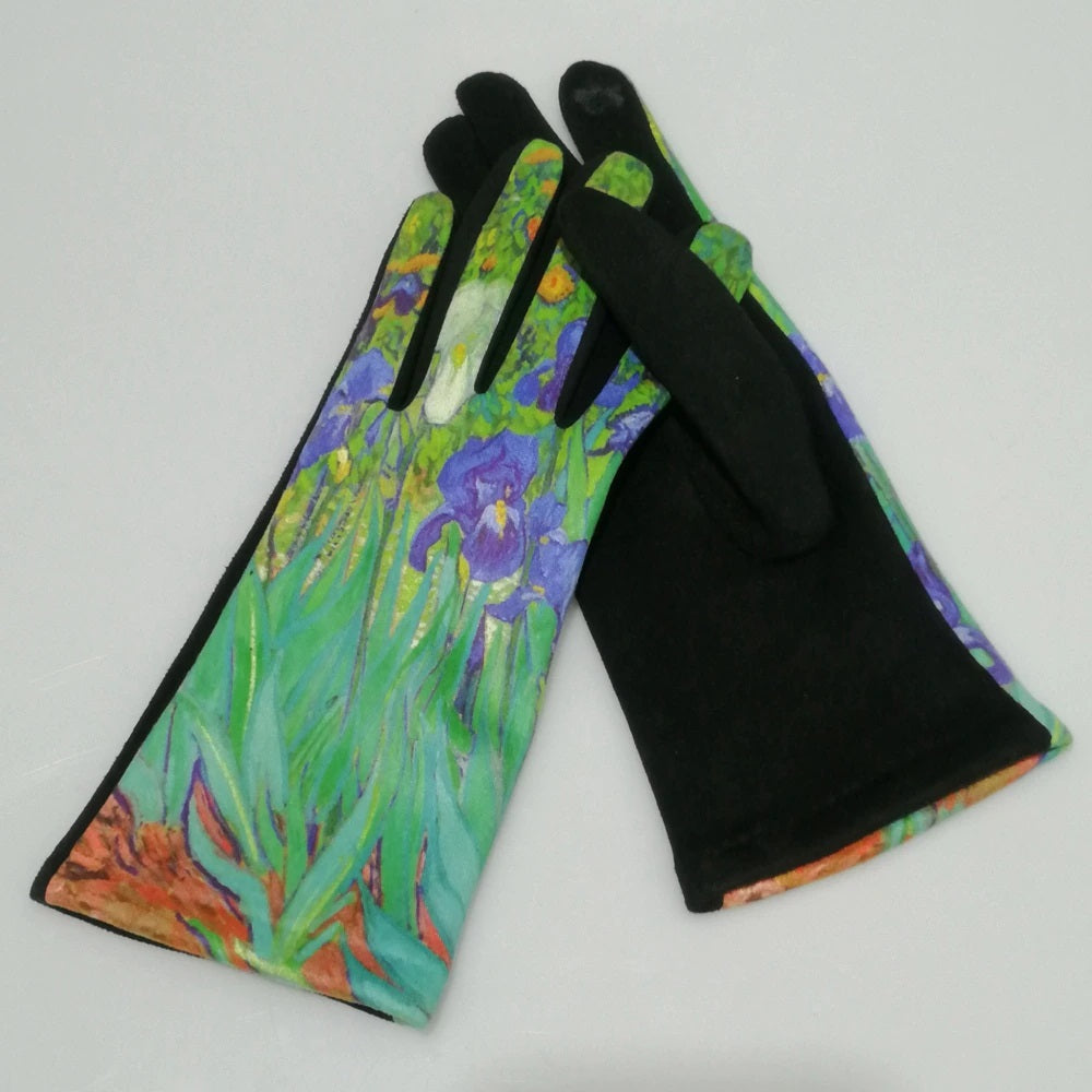 ART SMART TOUCH GLOVES "Van Gogh Art Gloves Irises" PRINT