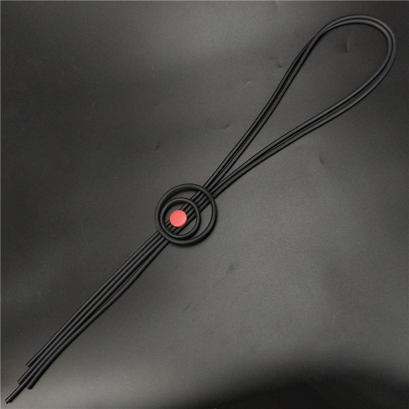 Recycled Rubber/Silicone Long Tassel Necklace with Geometric Pendant