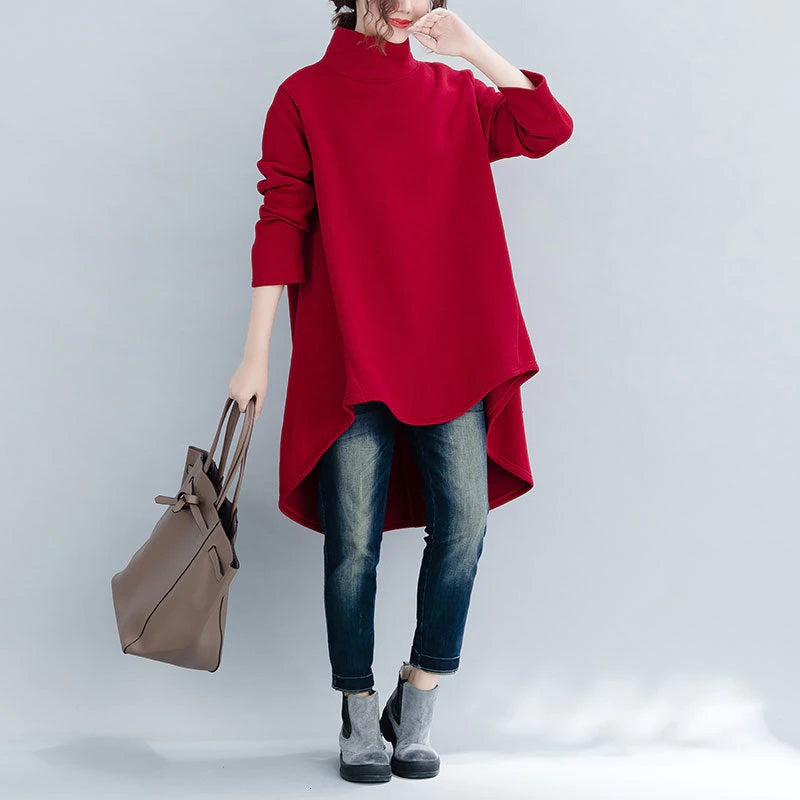 Asymmetrical turtleneck tunic best sale