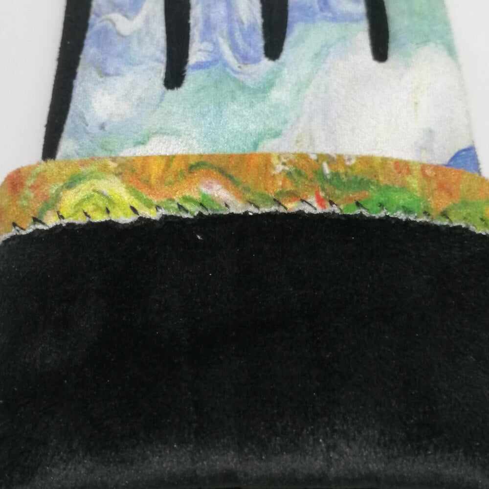 ART SMART TOUCH GLOVES "Van Gogh Art Gloves Wheat Fields & Cypress" Blue" PRINT