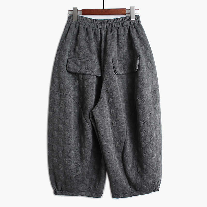 Lantern Wide Leg Pants Ankle Length Pants Dot Textured Pattern