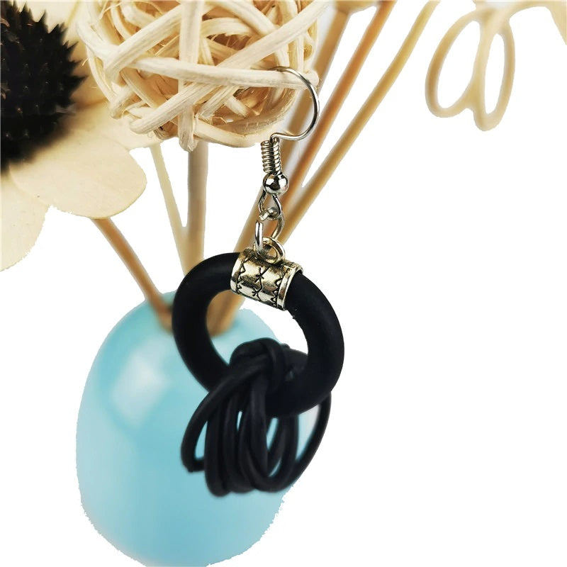 Recycled Rubber and Silicone Circle Drop Earrings