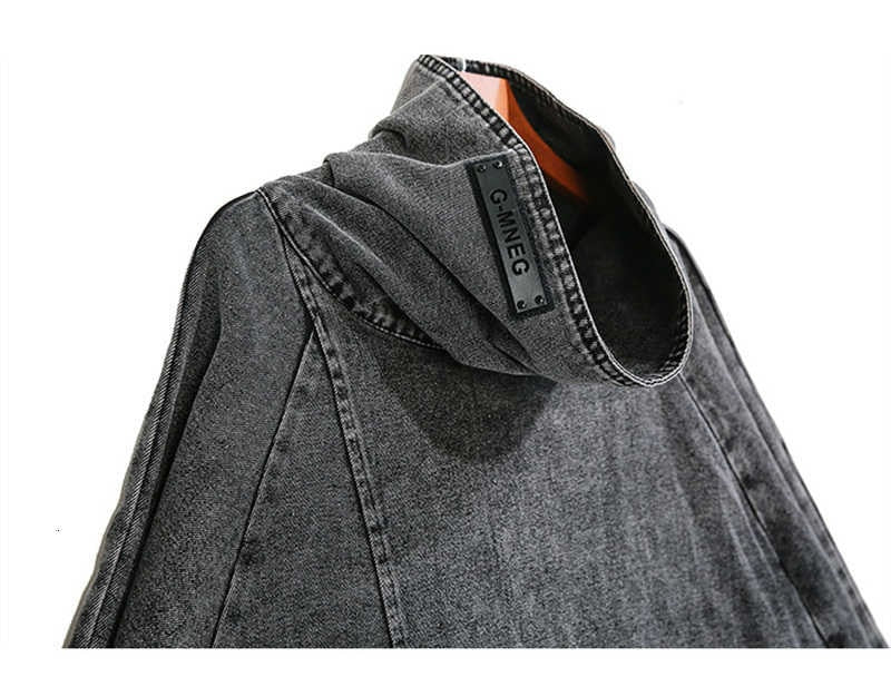 Black Denim Asymmetrical Tunic Oversized High Collar