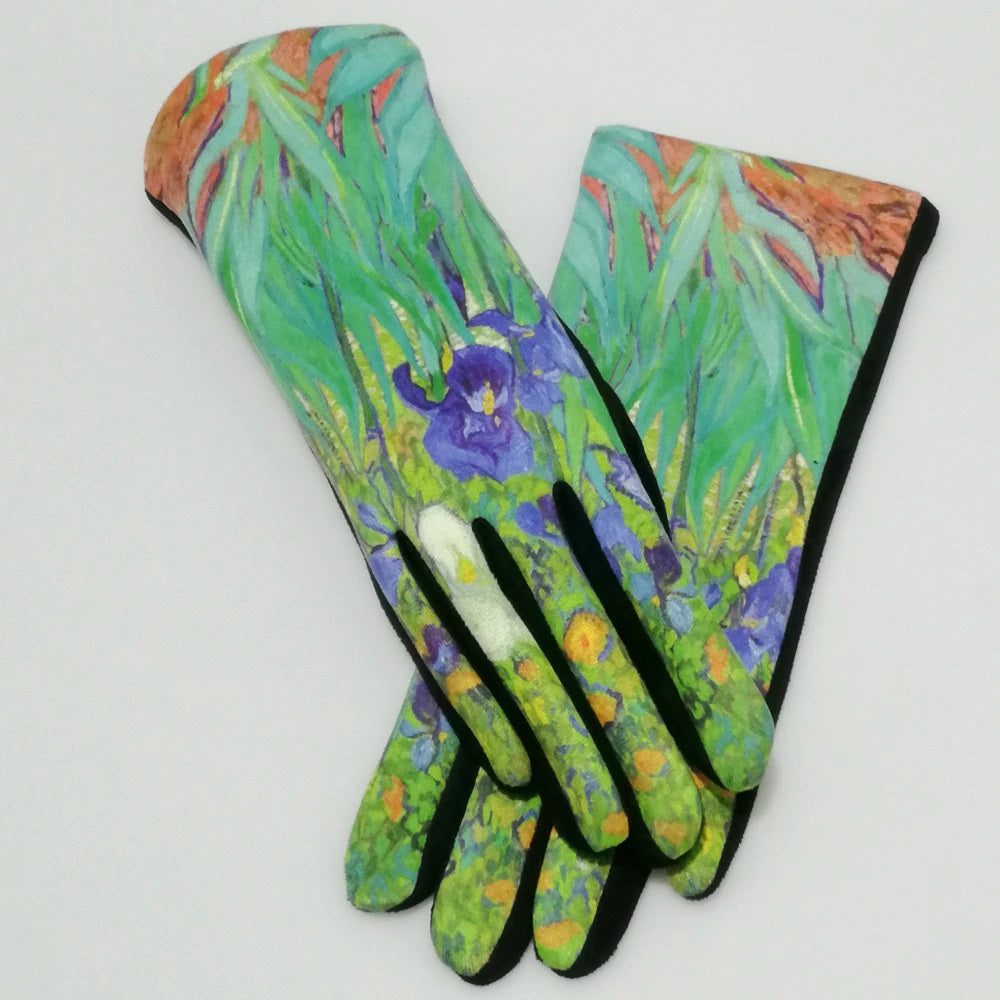 ART SMART TOUCH GLOVES "Van Gogh Art Gloves Irises" PRINT