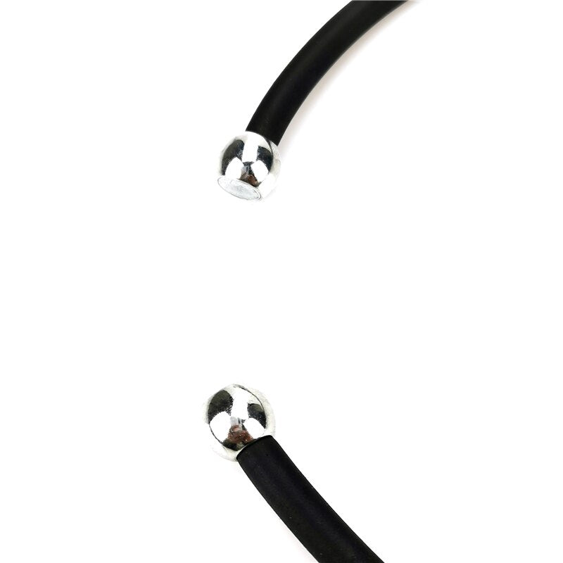 Recycled Rubber and Silicone Geometric Pearl Statement Pendant Necklace Black