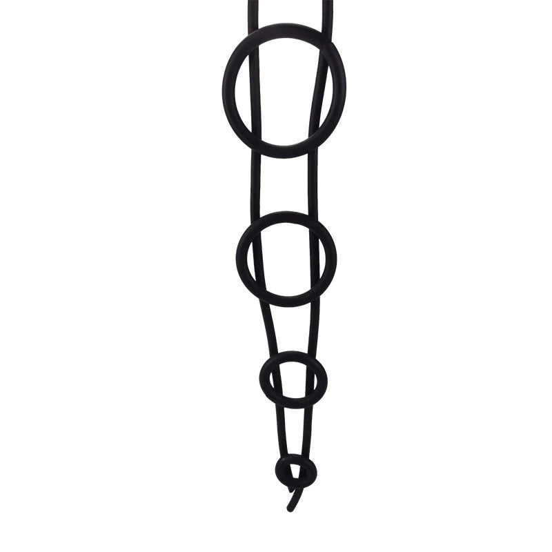Recycled Rubber and Silicone 4 Circles Round Pendant Long Necklace Black