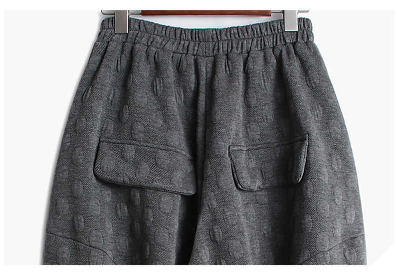 Lantern Wide Leg Pants Ankle Length Pants Dot Textured Pattern