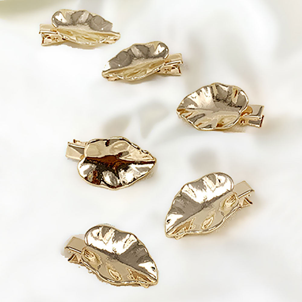 Metal Leaf Alligator Hair Barrettes/Clips 6 pieces
