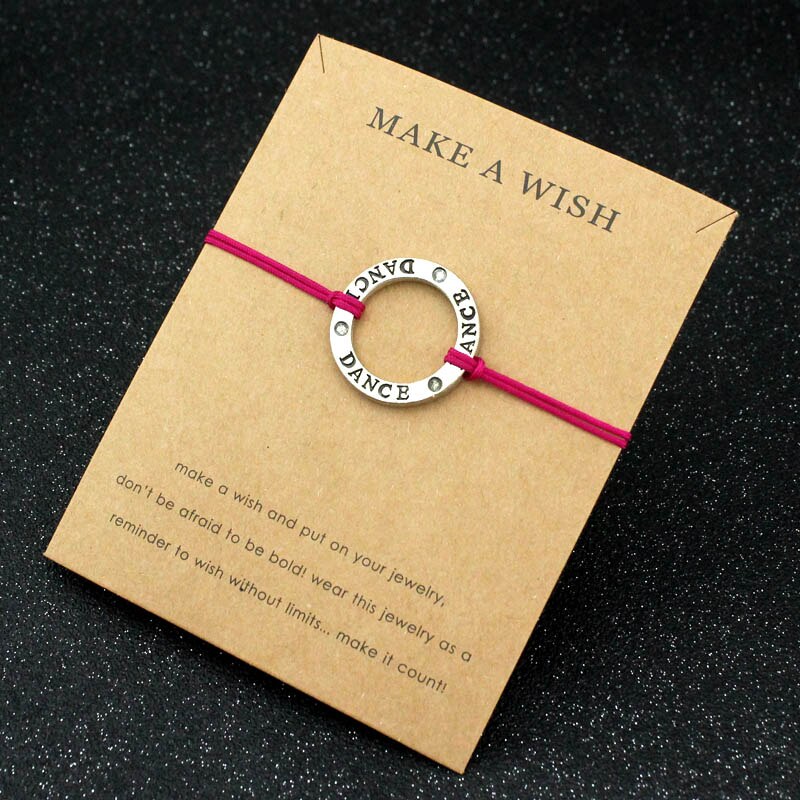 Girls Adjustable "Dance" Make A Wish Fashion Bracelet Silver Tone Charm