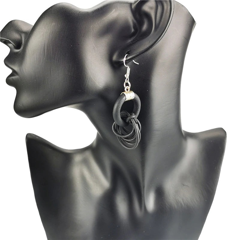 Recycled Rubber and Silicone Circle Drop Earrings