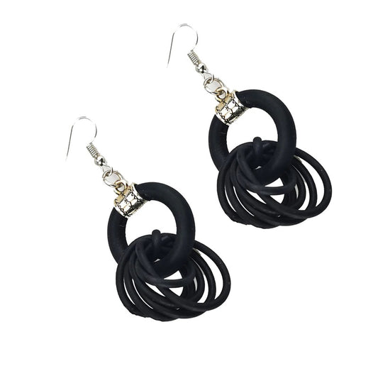 Recycled Rubber and Silicone Circle Drop Earrings