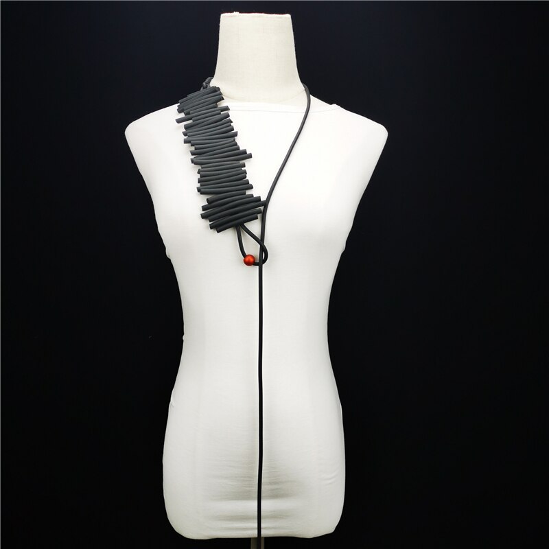 Recycled Rubber Geometric Stick Black Women's Fashion Belt
