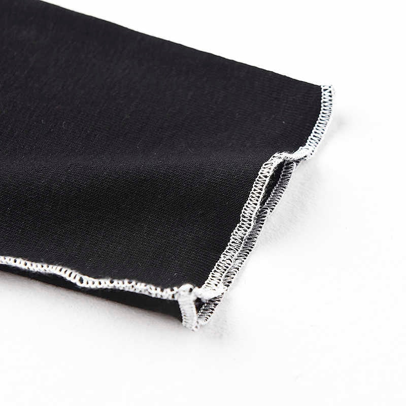 High Collar Long Sleeve Solid Color Black Split Joint T-shirt Black