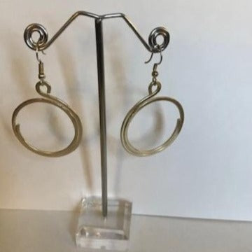 Hammered Karen Coiled Dangle Earrings Silver Tone