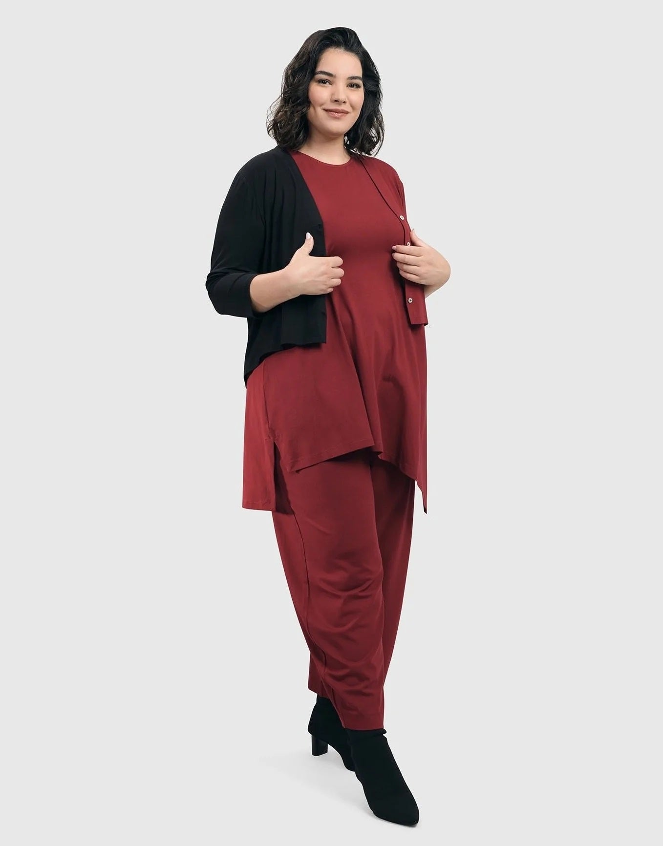 Essential Crop Cardigan Jacket, Plum by Alembika