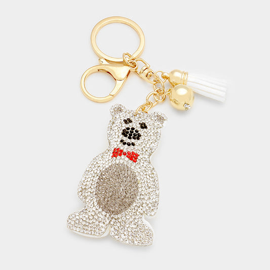 Pave Polar Bear Keychain With Tassel