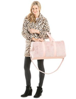 LIGHT PINK FAUX FUR WEEKENDER BAG