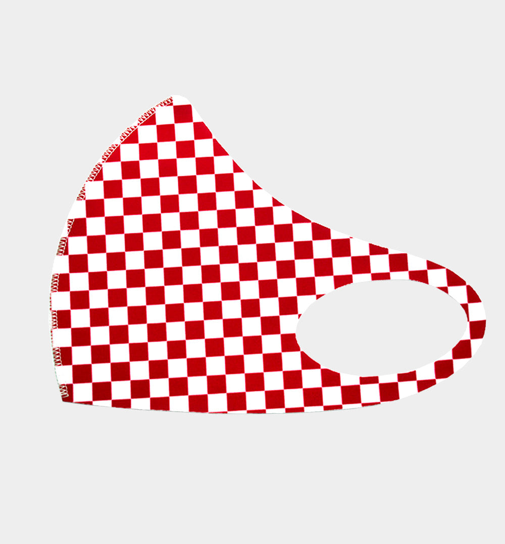 Fashion Fabric Check Print Face Mask Red