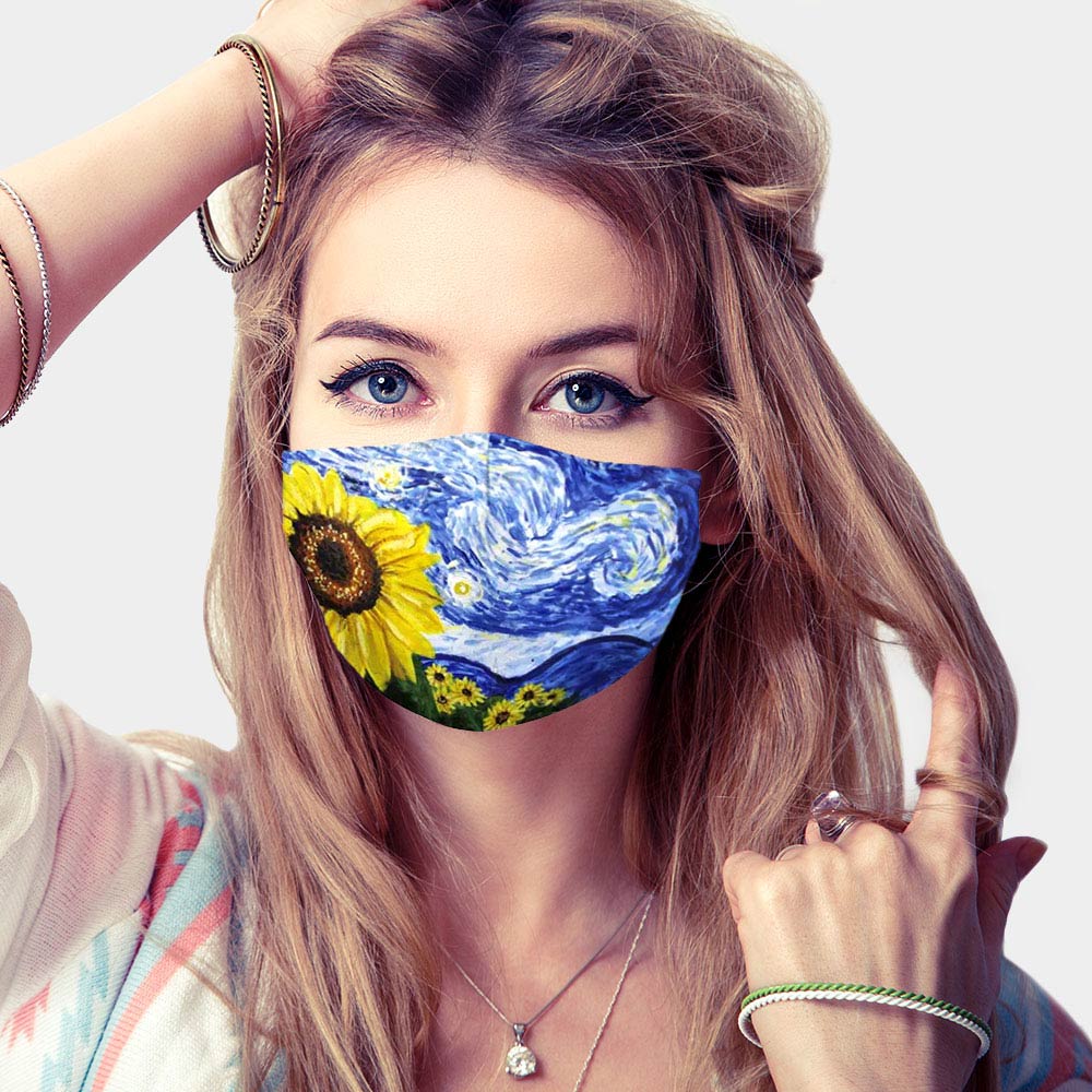 Cotton Fashion Mask Sunflower/Starry Night Print