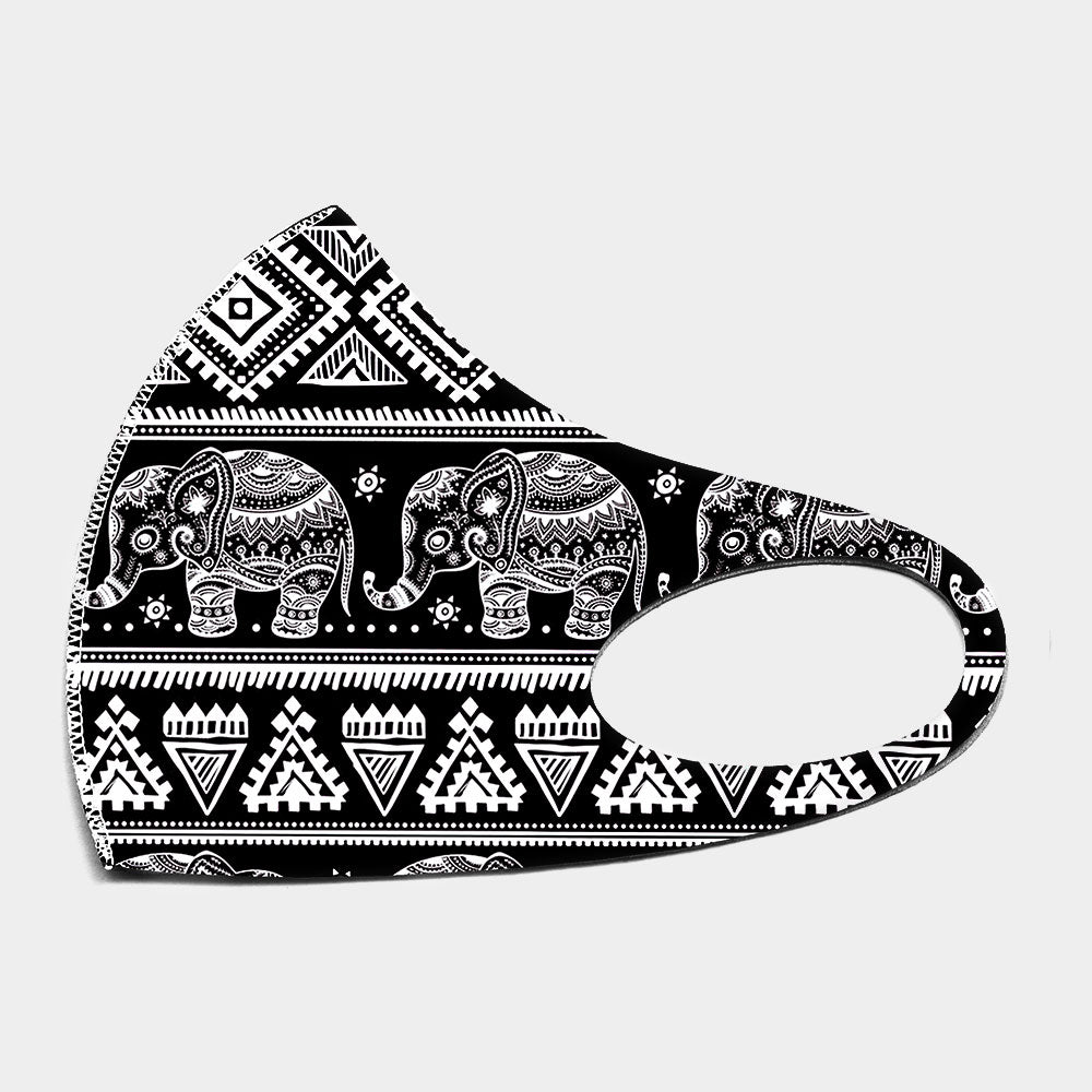 Elephant Print Fashion Mask Black