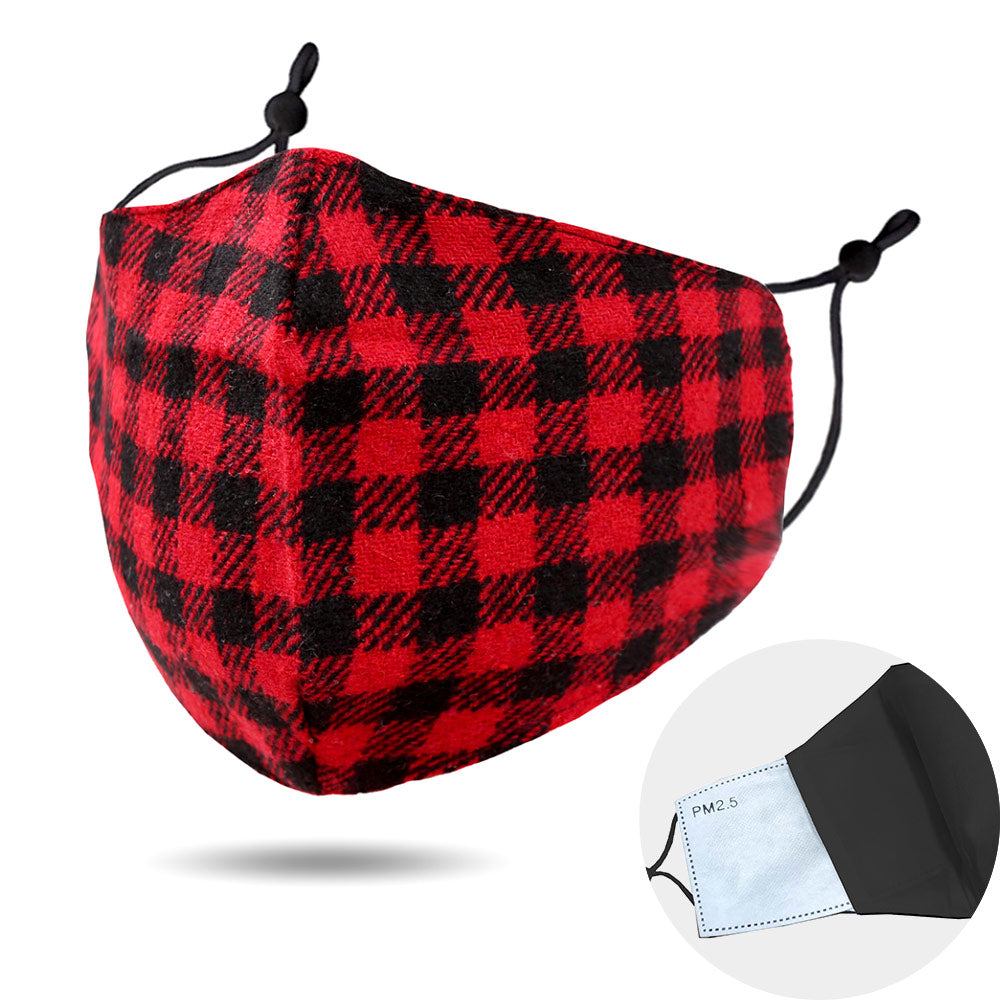 BUFFALO CHECK PRINT COTTON FASHION MASK RED/BLACK