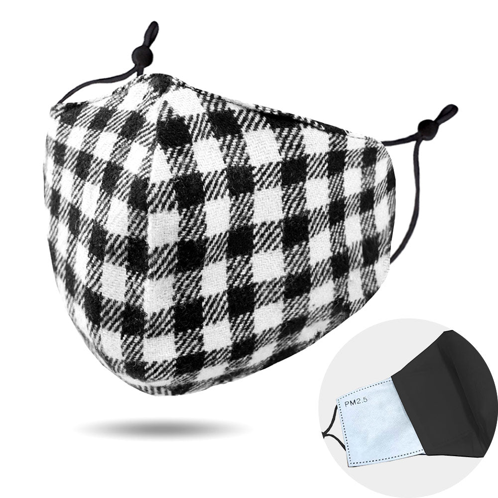 BUFFALO CHECK PRINT COTTON FASHION MASK BLACK/WHITE