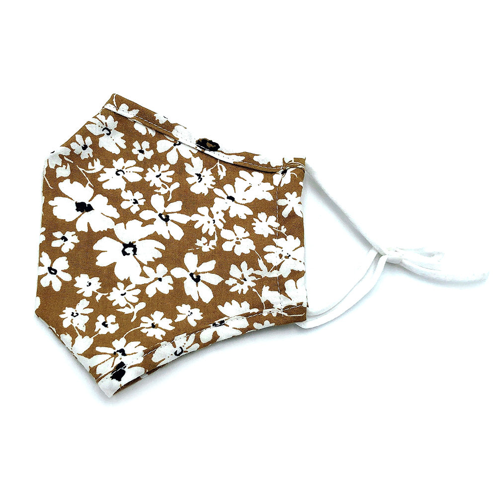 FLORAL PRINT FASHION MASK MUSTARD
