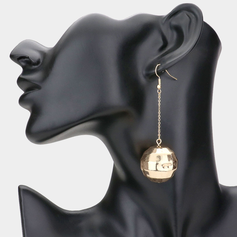 Disco Ball Drop Down Metal Earrings LG