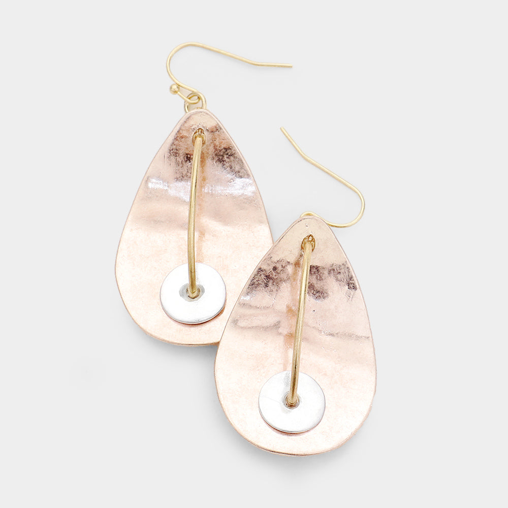 Geometric Two Tone Metal Dangle Earrings