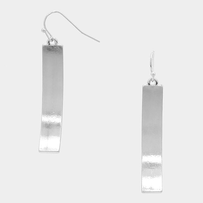 Curl Metal Bar Earrings Sliver Tone