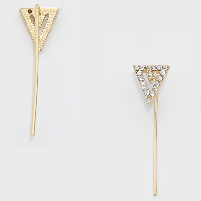 Crystal Accented Delta Shaped Ear Threader Earrings