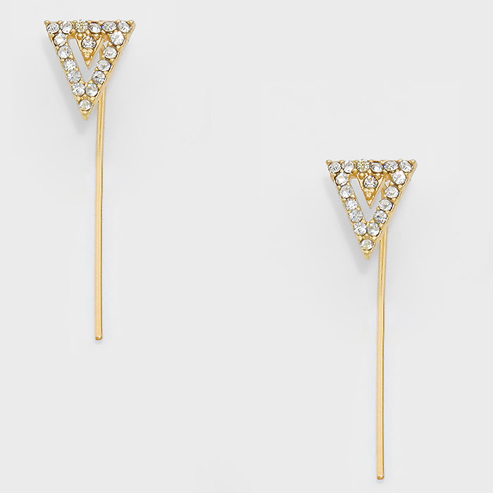 Crystal Accented Delta Shaped Ear Threader Earrings